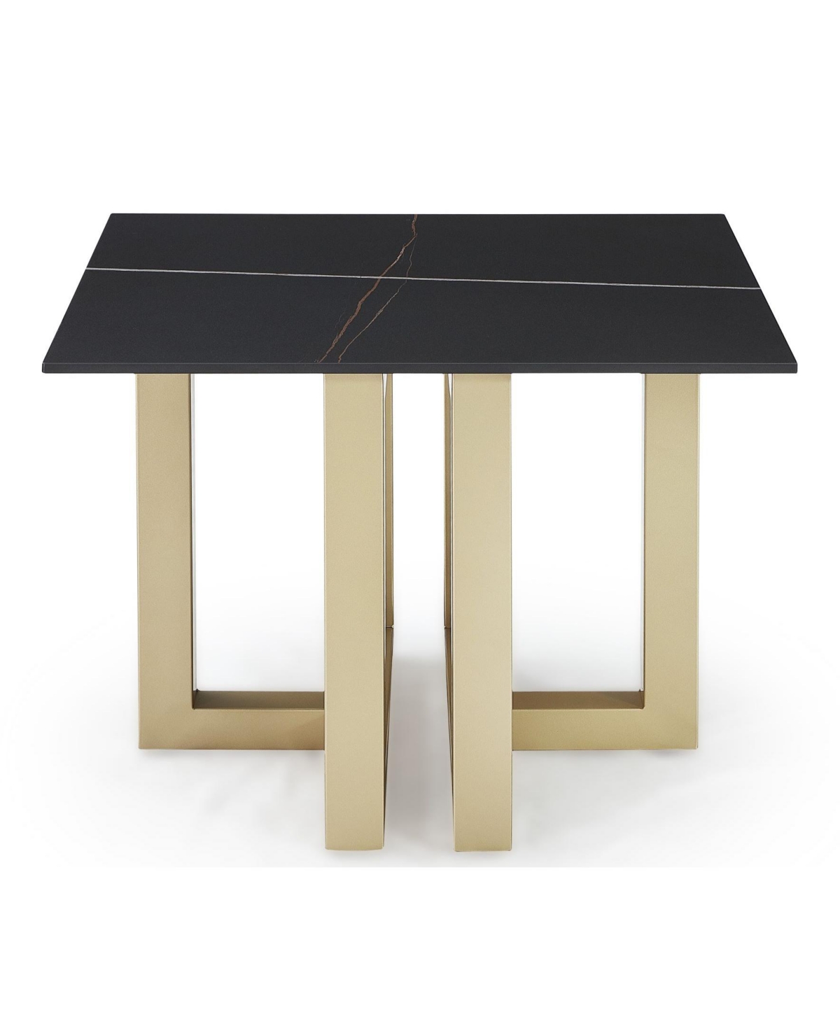Macy's Emila 24" Square Sintered Stone Mix And Match End Table In Stone Black,champagne
