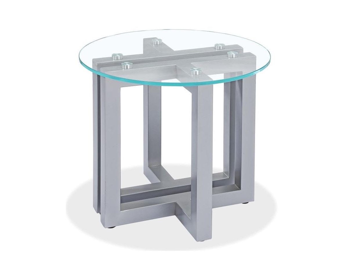 Macy's Emila 24" Round Glass Mix And Match End Table In Clear Glass,silver Sky