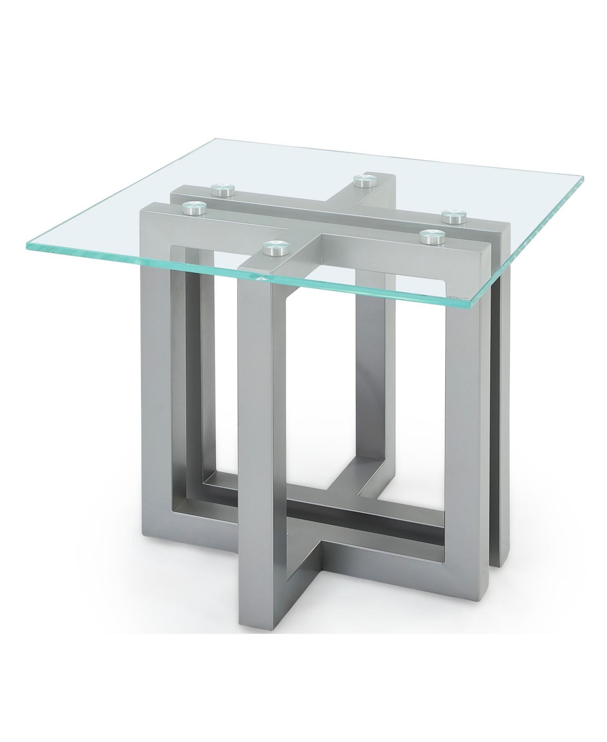 Macy's Emila 24" Square Glass Mix And Match End Table In Clear Glass,silver Sky