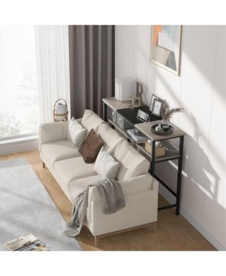 Console Table, Color Block Entryway Table with Storage, 39.3”Narrow Sofa Table with Adjustable Shelf