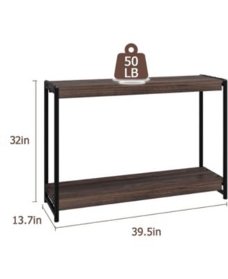 Console Table, 39.5 Inch Narrow Entryway Table with 2- Tiers Storage Shelves, Entrance Table