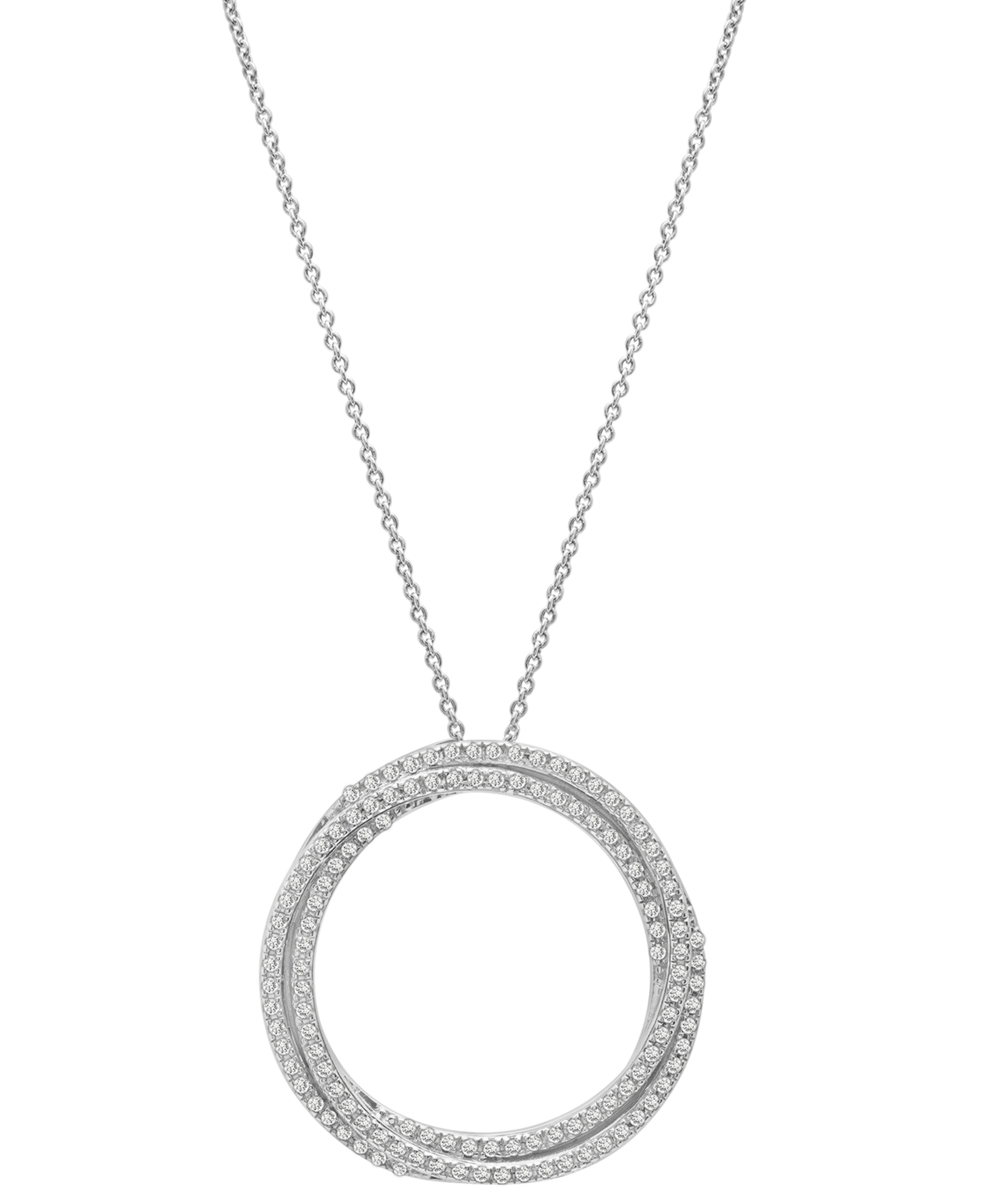 Macy's Diamond Open Circle Pendant Necklace (1/2 Ct. T.w.) In Sterling Silver, 18" + 2" Extender, Exclusive In Sterling Silver