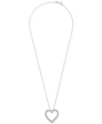 Diamond Open Heart Pendant Necklace (1/2 ct. t.w.) in Sterling Silver, 18" + 2" extender, Created for 