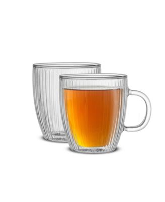 Fluted Savor Double Wall Coffee Glasses, Set of 4