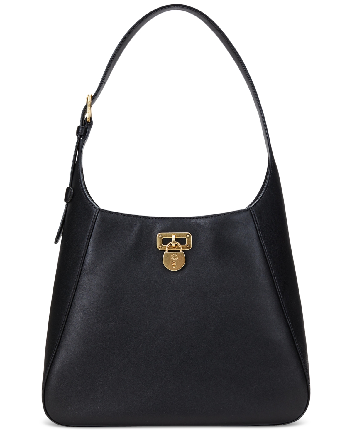 Ralph Lauren Leather Medium Tanner Shoulder Bag In Black