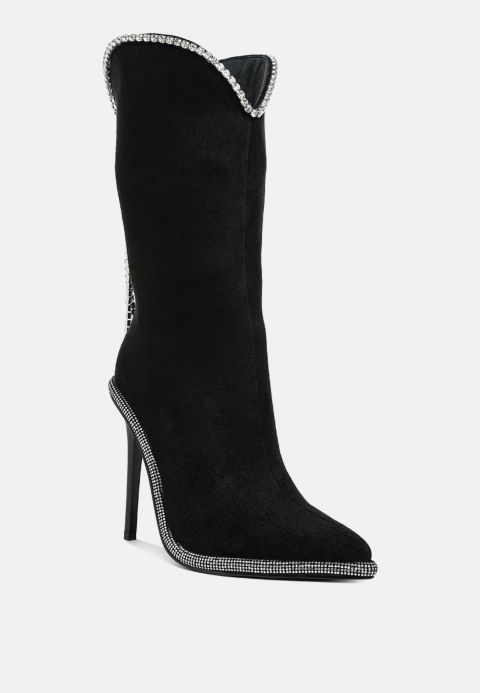 Женские ботинки London Rag Ashipa Diamante Chain Detail Calf, цвет: Чёрный
