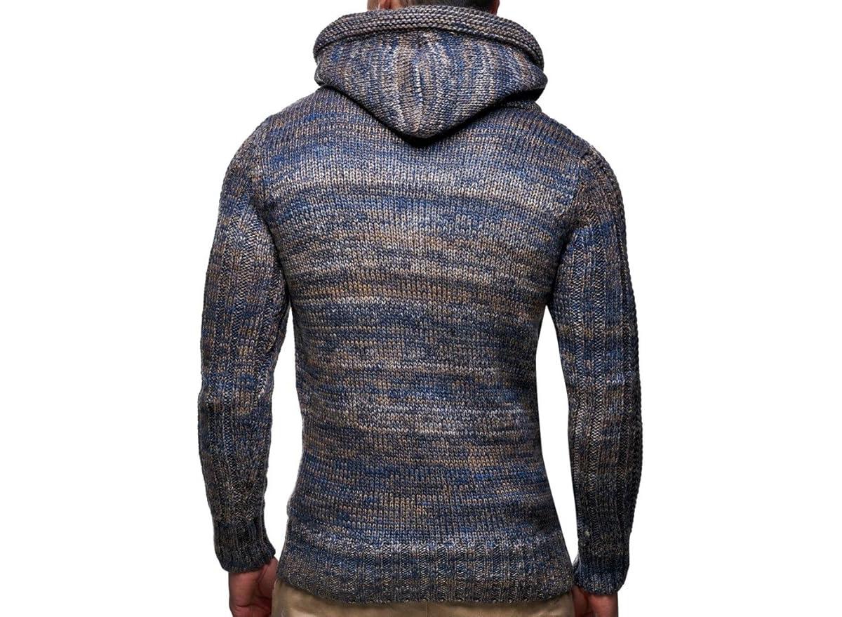 Leif Nelson Men's Knit Hoodie with Toggle Closures – High Collar Design