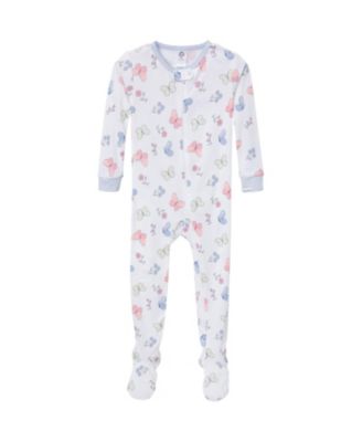 Baby Girls' Snug Fit Footed Pajamas, 2-Pack, Butterflies