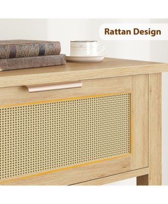 Entryway Table with 2 Drawers, Console Table for Entryway, Wood Sofa Table with Storage