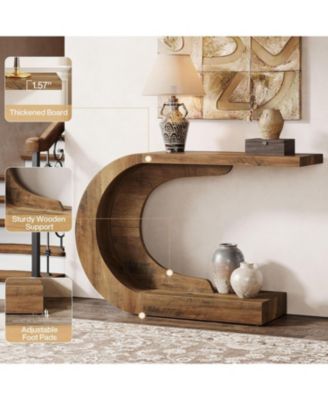   43.3"   Engineered Wood   C-Shaped, Mid-Century Modern, Compact, Heavy-Duty   Console Table