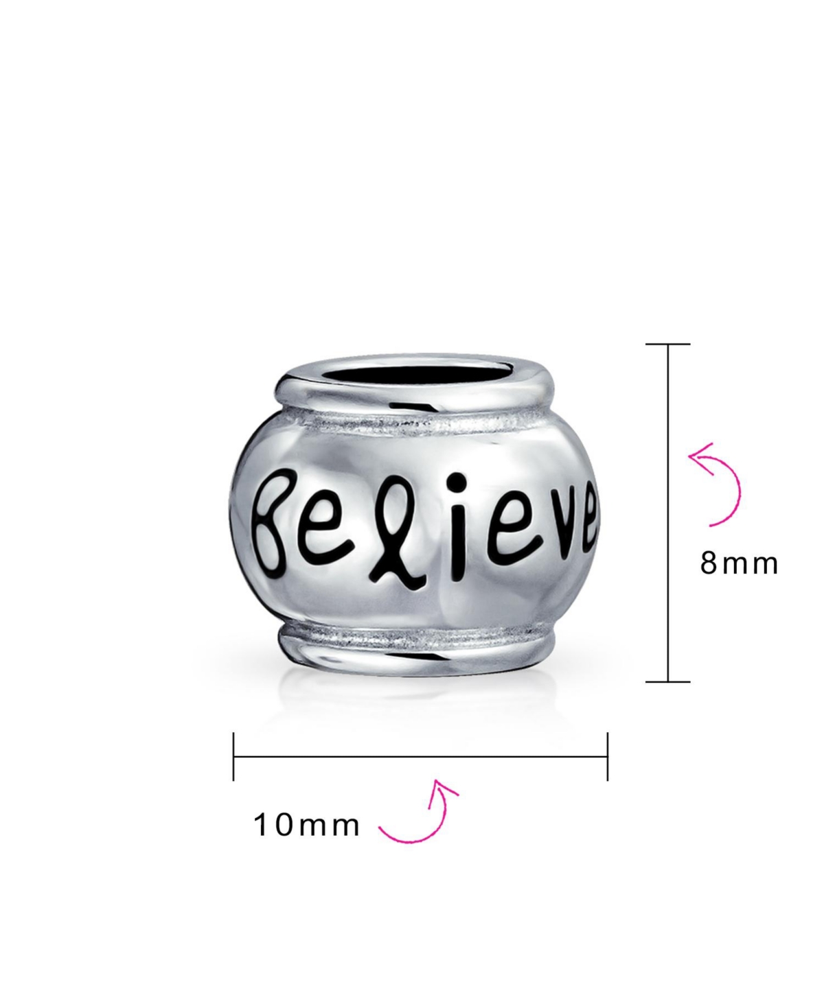 Bling Jewelry Hope Believe Survivor Message Charm Bead Sterlingfor Bracelet - Silver