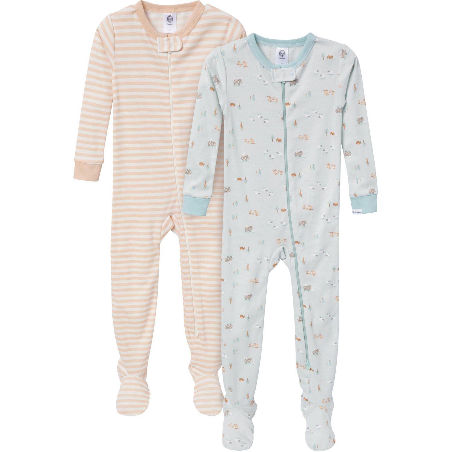 Baby Boys Snug Fit Footed Sleep & Play, 2-Pack, Farm