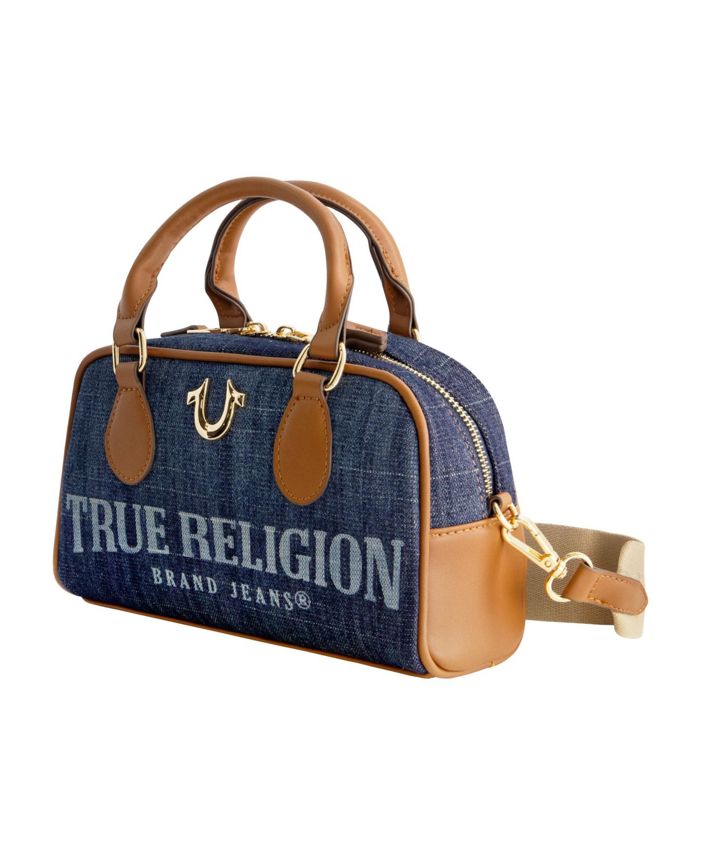 Женская сумка True Religion Denim Logo Mini Satchel Crossbody, цвет: Тёмный синий — фото 2