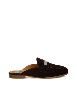 Belorose Rhinestone Strap Suede Mules