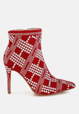 Womens Urbanite Rhinestones Studded Stiletto Heel Boots