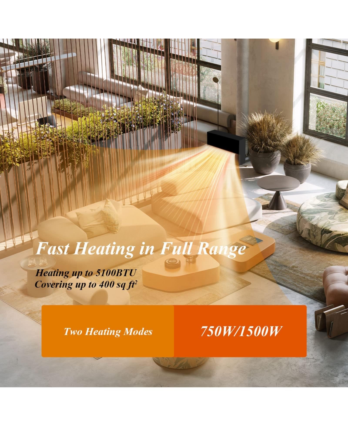 Sugift 18/22.5 Inch Electric Fireplace Insert with 7-Level Adjustable Flame Brightness-22.5 inches