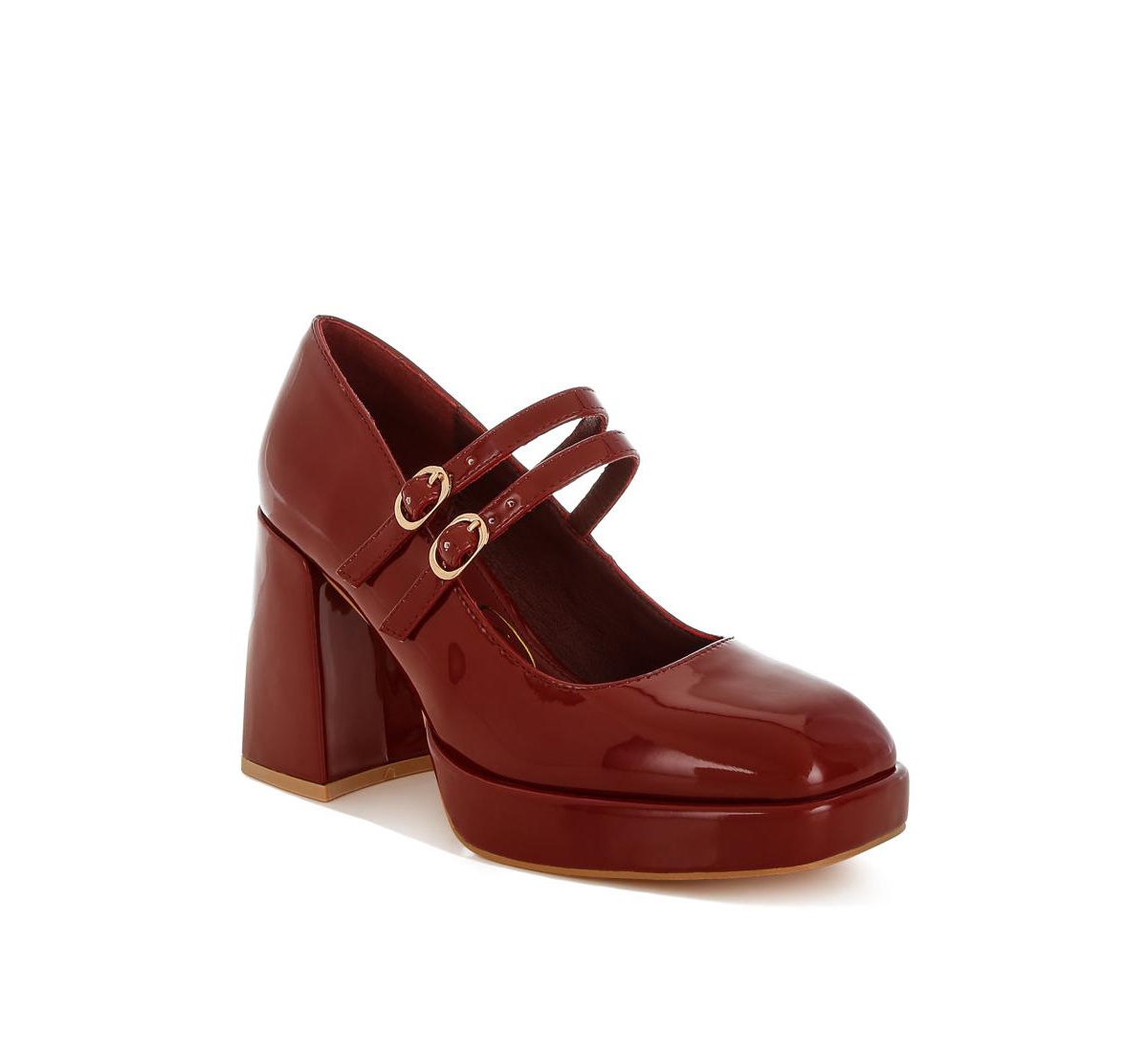 London Rag Sonata Double Strap Mary Jane Sandals - Dark-red