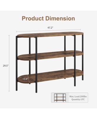 47.2" Inch Console Table, 3 Tier Industrial Metal Sofa Table