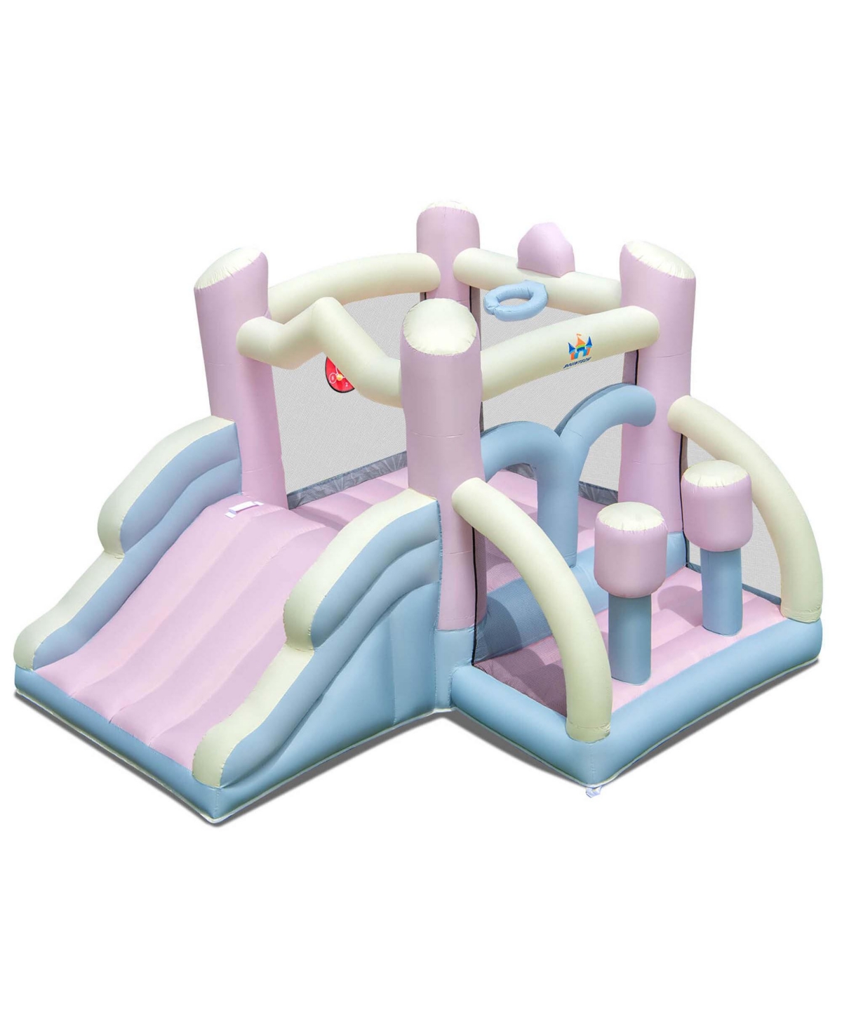 Macron Pastel Bounce House with Slide Basketball Hoop Boxing Blower Not Included - Pink