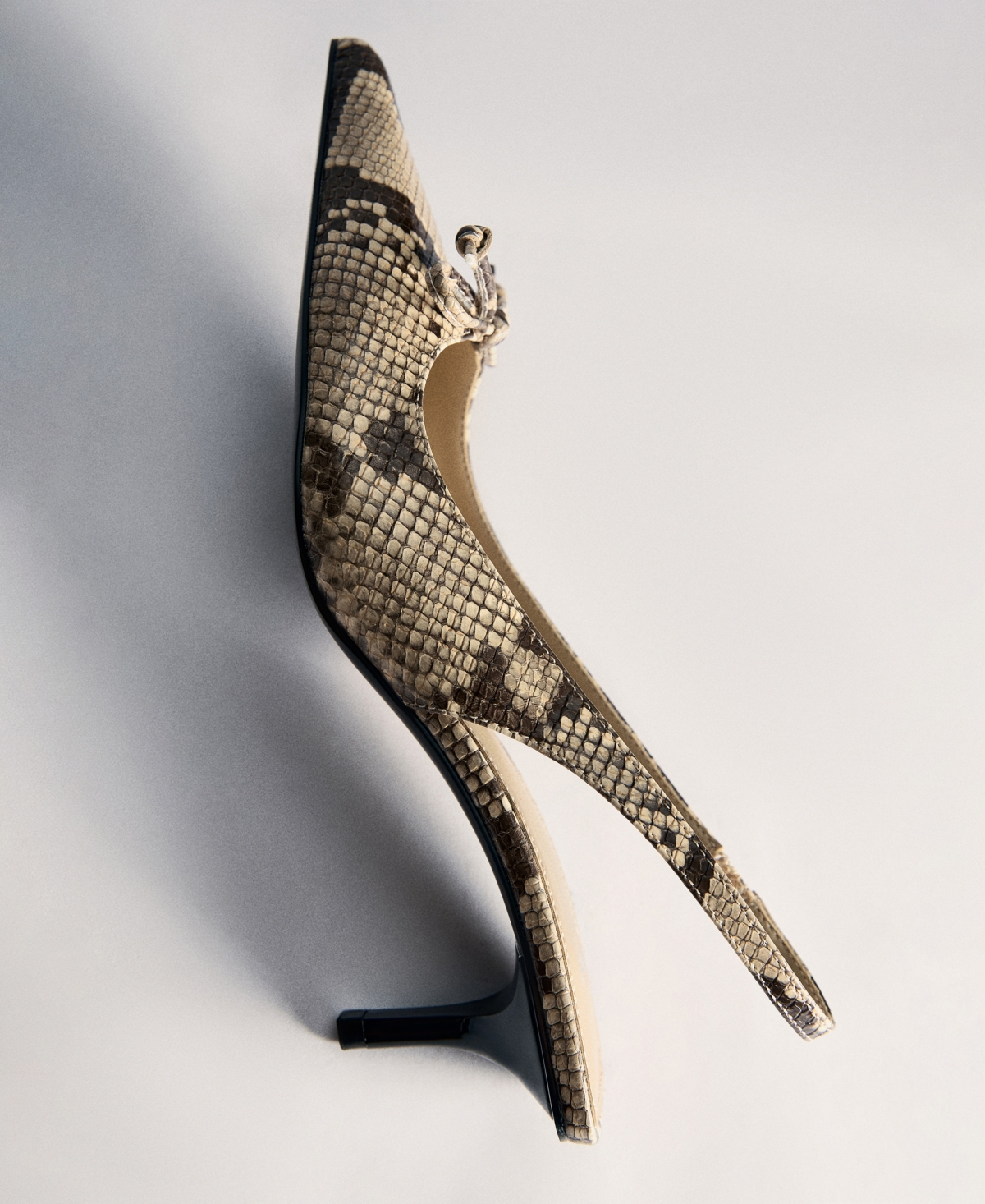 Mango Women's Snake-Effect Kitten Shoes