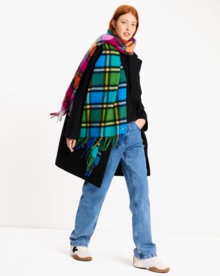 kate spade new york Plaid Mix Multi Yarn Dye Wool Scarf - Macy's