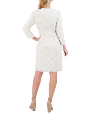 Eliza J Women's Fringe-Trim Bouclé Tweed Sheath Dress - Macy's