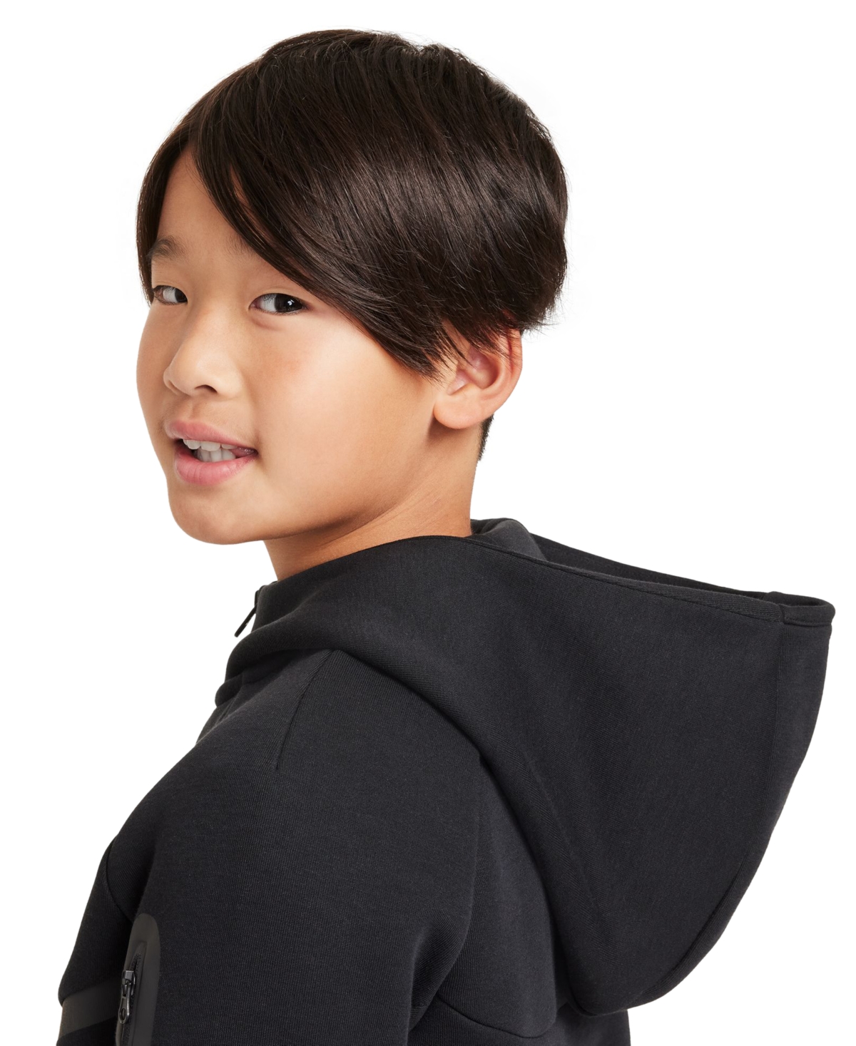 Nike Sportswear Tech Fleece Big Kids' Full-zip Hoodie In Black,blac