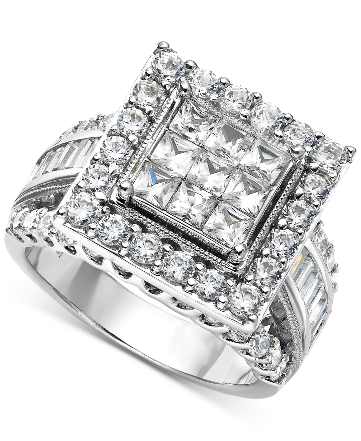 Macy's Diamond Cluster Square Halo Ring (2-1/2 Ct. T.w.) In 14k White Gold In White Gold