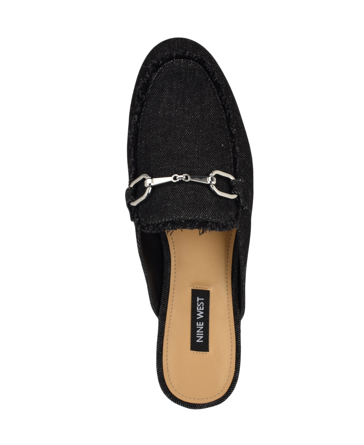 Shop Nine West Women's Bivey Frayed Slip-on Mules In Black Denim