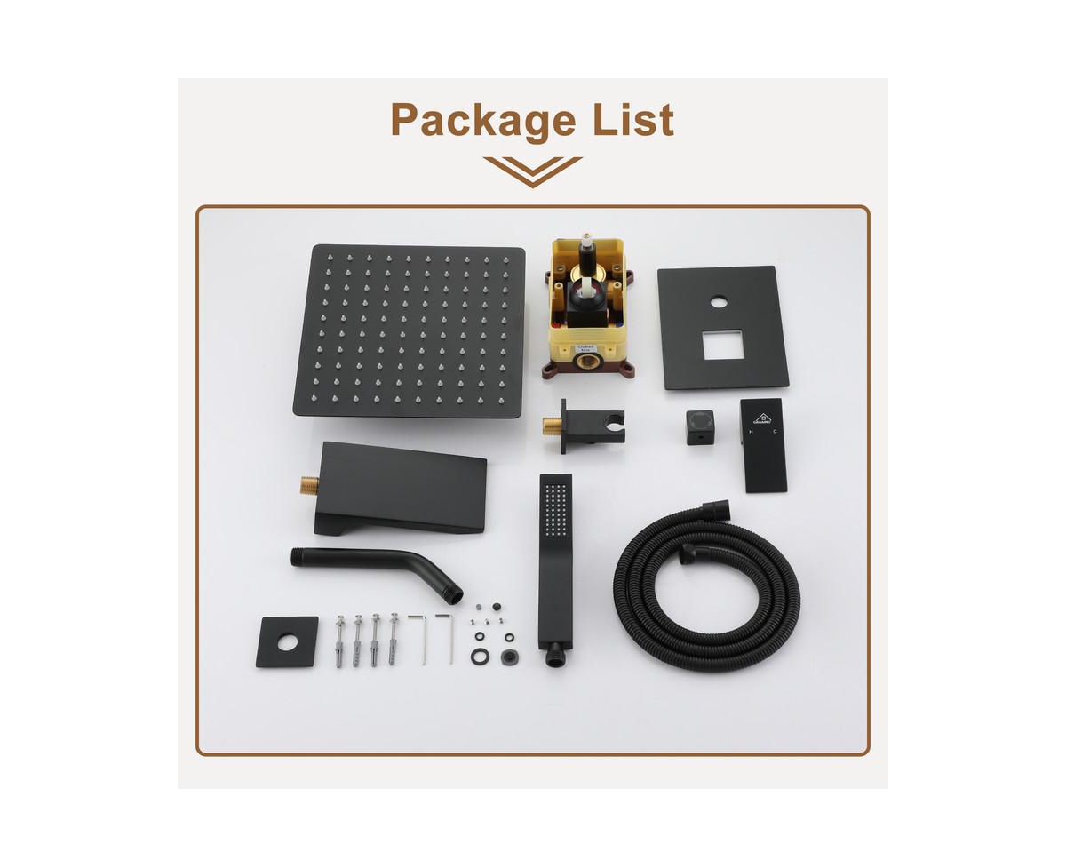 Casainc Inch 3 Function Rainfall Shower System with Tilt Shower Head and Waterfall Tub Spout