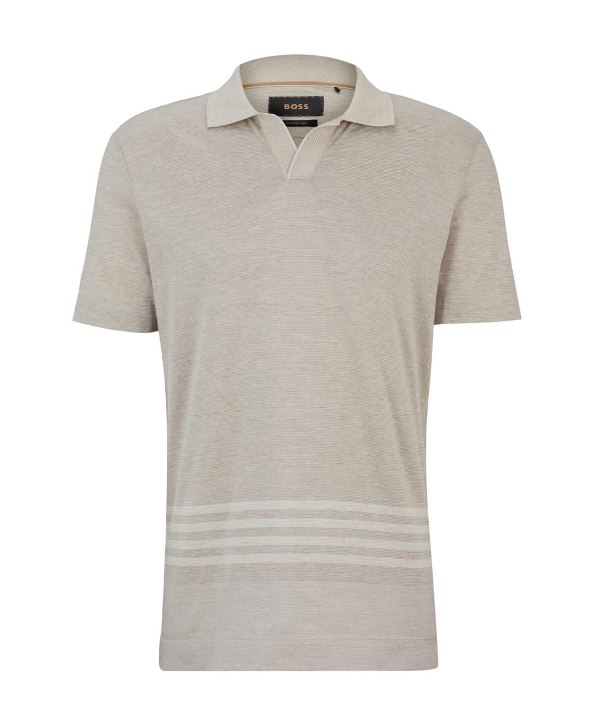 Hugo Boss Boss By  Men's Striped Detail Polo In Open Beige
