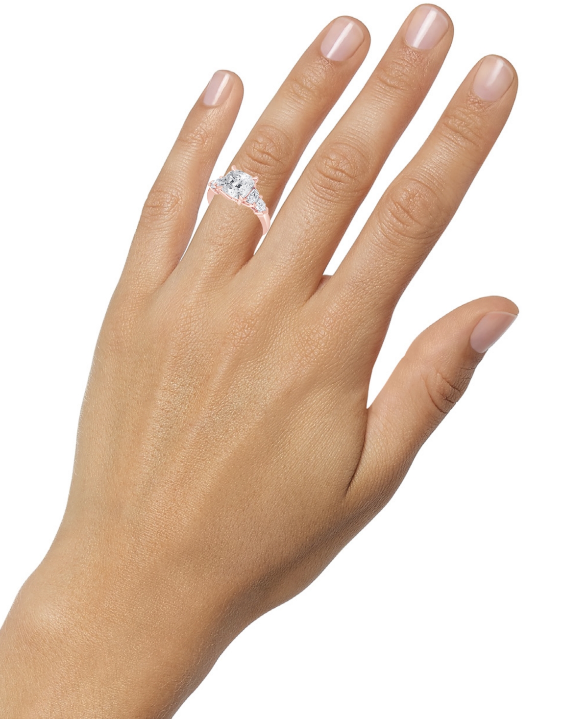 BADGLEY MISCHKA IGI CERTIFIED LAB GROWN DIAMOND CUSHION-CUT FIVE STONE ENGAGEMENT RING (3-3/4 CT. T.W.) IN 14K WHITE 