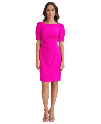 thumbnail image 2 of DKNY Ruched-sleeve Midi Dress | Red 2 of 11