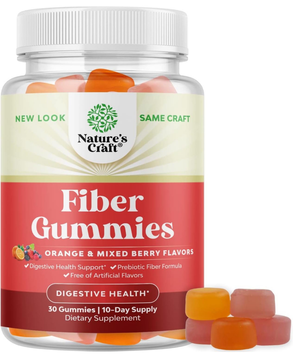 Prebiotic Fiber Gummies for Adults, Prebiotic Soluble Chicory Root, Immunity & Digestive Support, Orange & Mixed Berry Flavor, Nature's