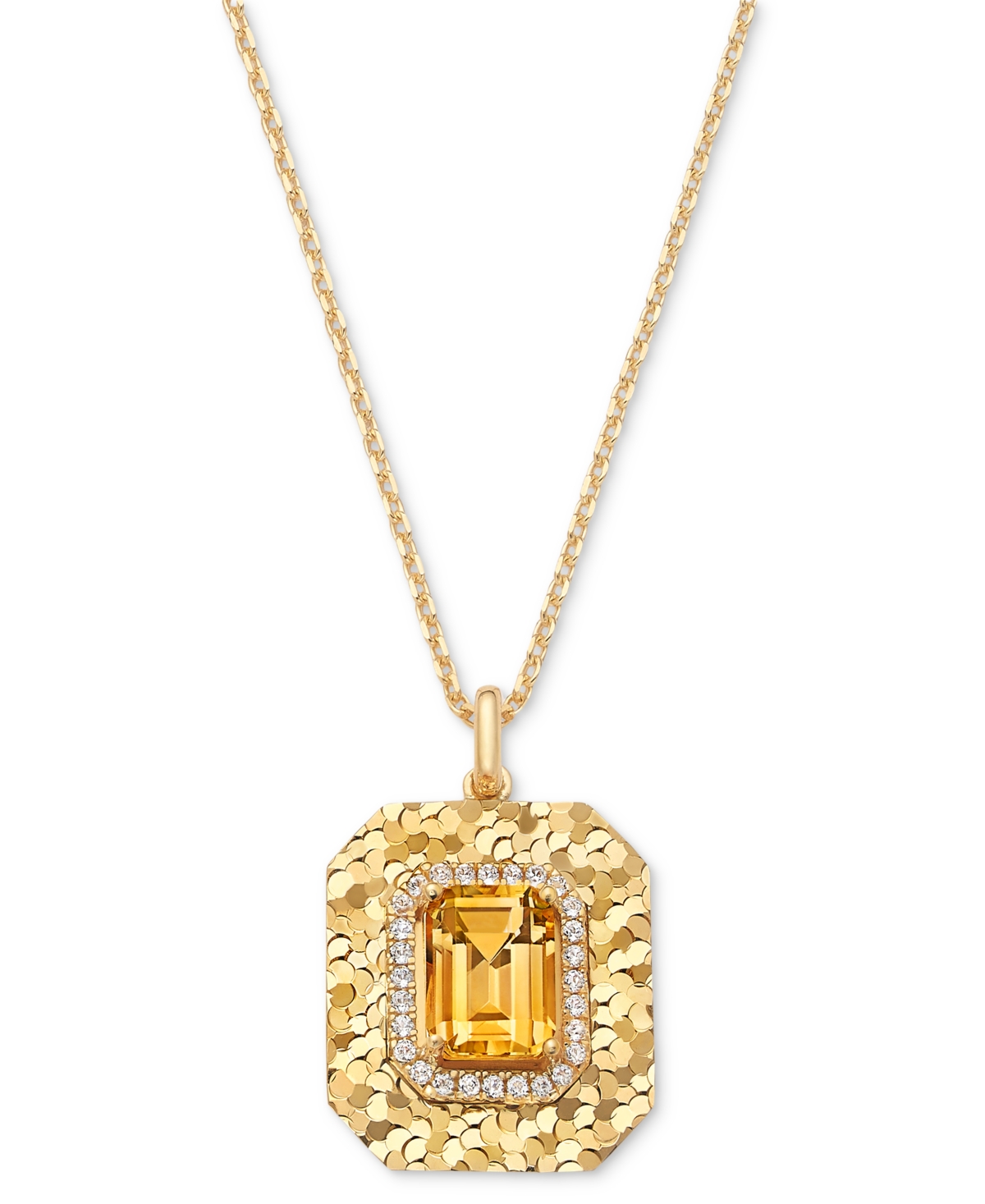MACY'S AMETHYST (2-1/5 CT. T.W.) & WHITE TOPAZ (1/4 CT. T.W.) SQUARE GLITTER TEXTURE 18" PENDANT NECKLACE I 