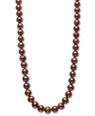 Macy's - Dyed Chocolate Cultured Freshwater Baroque Pearl (7-8mm) 18" Strand Necklace