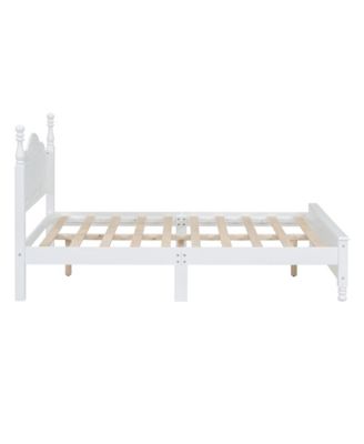 Full Size Wood Platform Bed Frame Retro Style Platform Bed with Wooden Slat Support