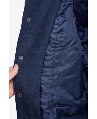 Boy's Wool Varsity Bomber Jacket With Grainy PU Sleevees Jackets