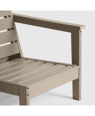 Outdoor Patio HDPE Right Arm Facing Sectional Weathered Wood Corner Club Chair with Patio Cushions