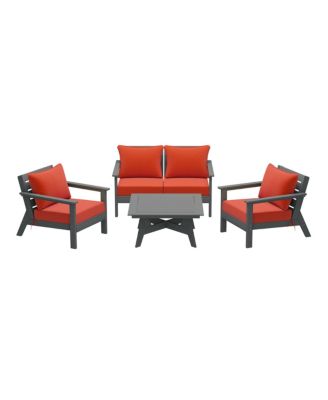 Outdoor 5-Piece Gray Modular Sectional Patio Furniture Sofa Set