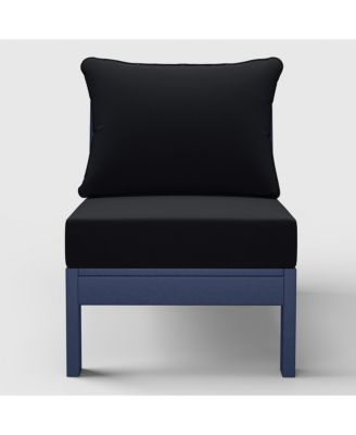 Outdoor HDPE Deep Seating Modular Armless Patio Blue Chair with Cushions