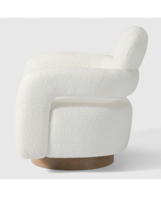 Mid-Century Modern Faux Sherpa Swivel Barrel Accent Chair (Set of 2)