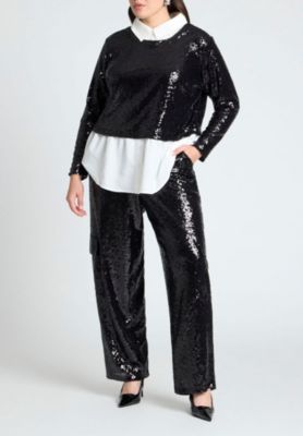 Women's Collared Sequin Twofer