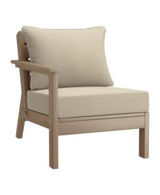 Outdoor Patio HDPE Weathered Wood Loveseat Sofa with Patio Cushions