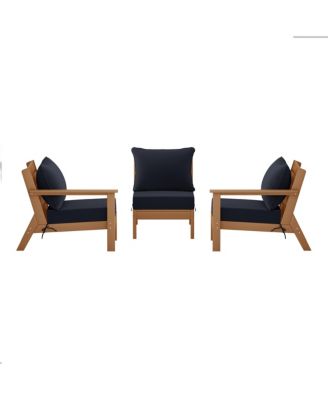 Outdoor Patio HDPE Teak Sectional Sofa with Patio Cushions