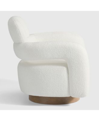 Mid-Century Modern Faux Sherpa Swivel Barrel Accent Chair