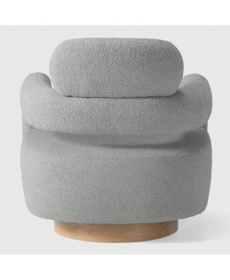 Mid-Century Modern Faux Sherpa Swivel Barrel Accent Chair