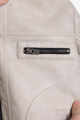 Boys Lined Moto PU Leather Jacket With Removable Hood