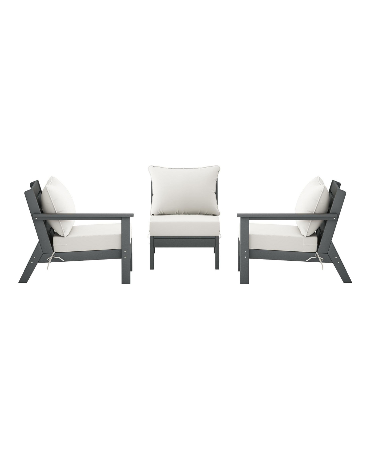 Outdoor Patio Hdpe Gray Sectional Sofa with Patio Cushions - Gray/yellow
