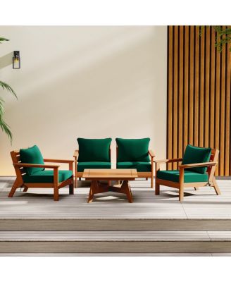 Outdoor 5-Piece Teak Modular Sectional Patio Furniture Sofa Set